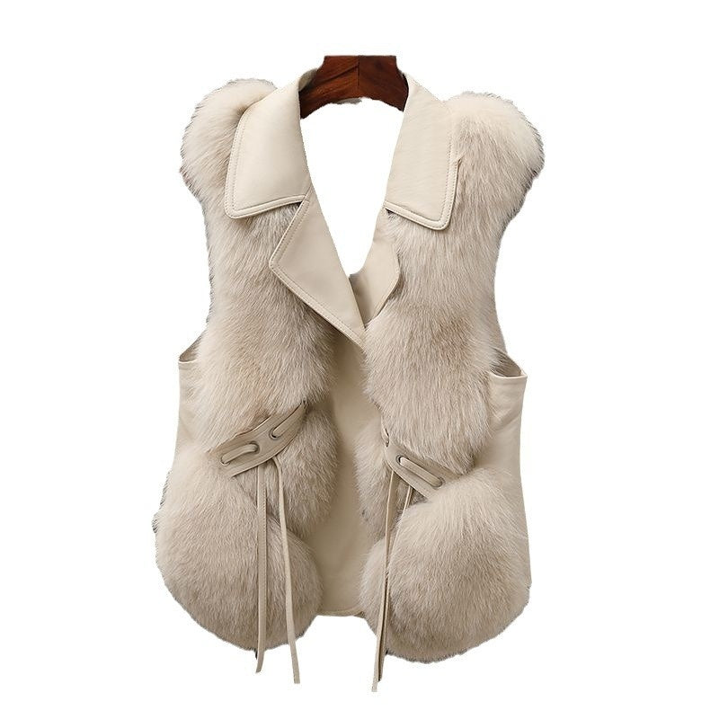 Faux Fur Sleeveless Solid Color Women's Vest to 3X Plus Size