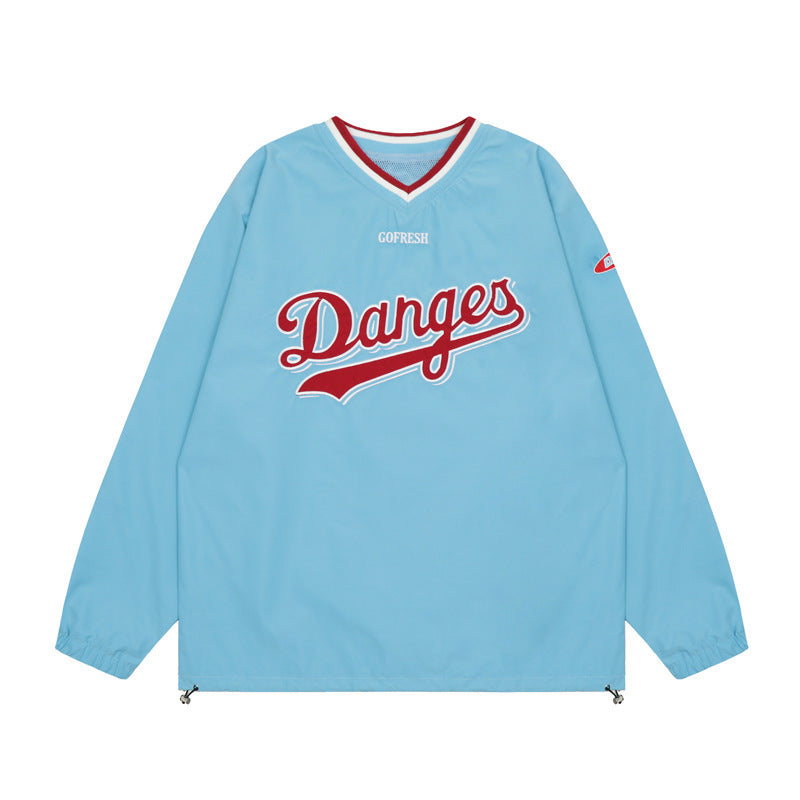 Men's "Danges" V-Neck Sports Pullover Embroidered Hip-Hop Hockey Sweatshirt
