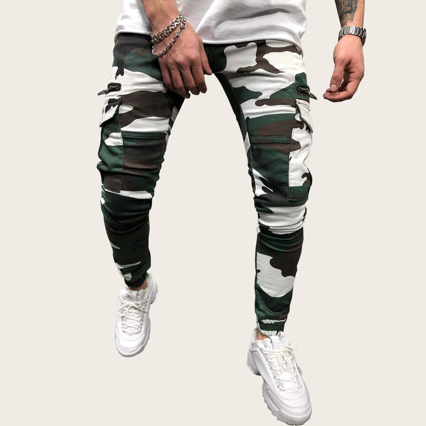 Men's Zipper Multi-Pocket Camouflage Cargo Pants