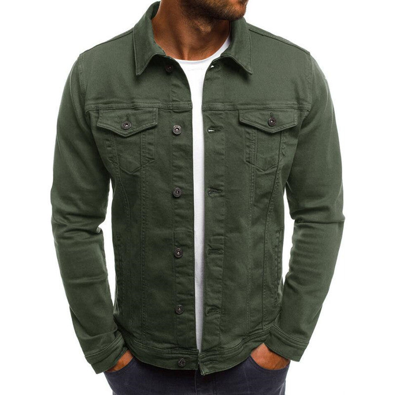 Casual Men's Denim Double Pocket Design Solid Color Button-Up Jean Jacket to 4X Big & Tall
