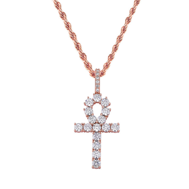 Cross/Ankh Design Hip-Hop Zirconia Chain Necklace