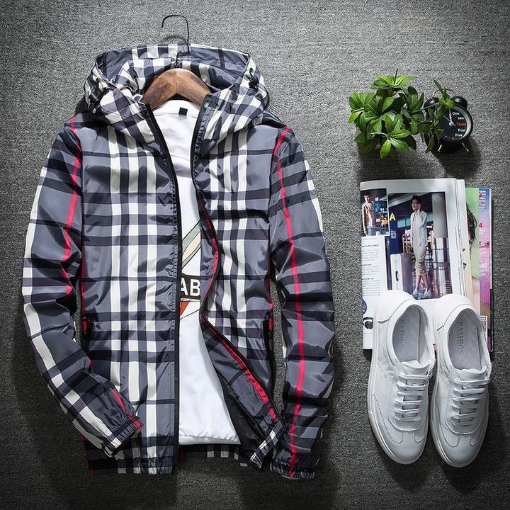Men's Camoflauge/English Plaid Hooded Luminous Zipper Jacket to 5X Big & Tall