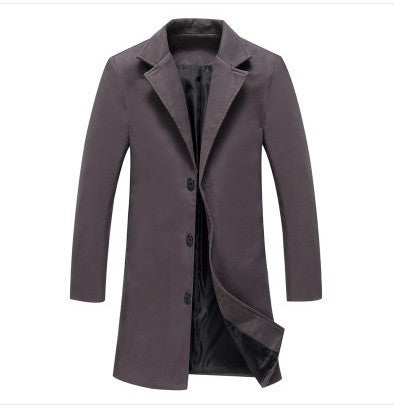 Men's Turn-Down Collar Button-Up 3/4 Length Pea Coat