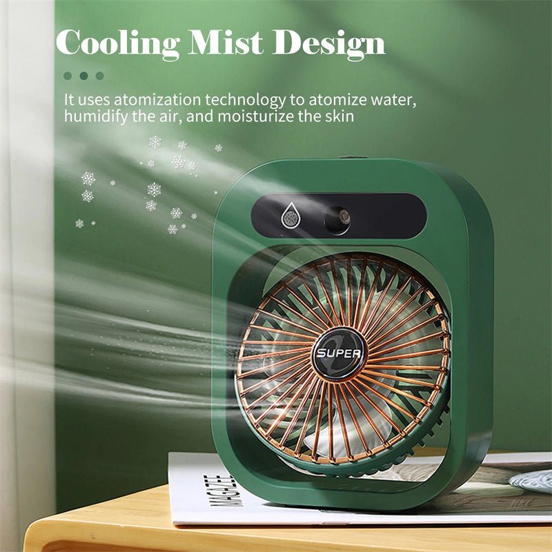 Air Cooling USB Rechargeable Humidifier Portable Spray Fan w/ 3 Wind Speeds