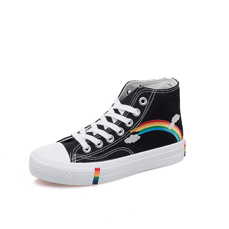 Rainbow Vulcanized Women's Hightop Sneakers