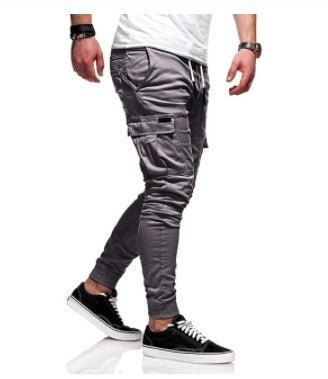 Men's Drawstring Multi-Pocketed Cotton Casual Cargo Pants