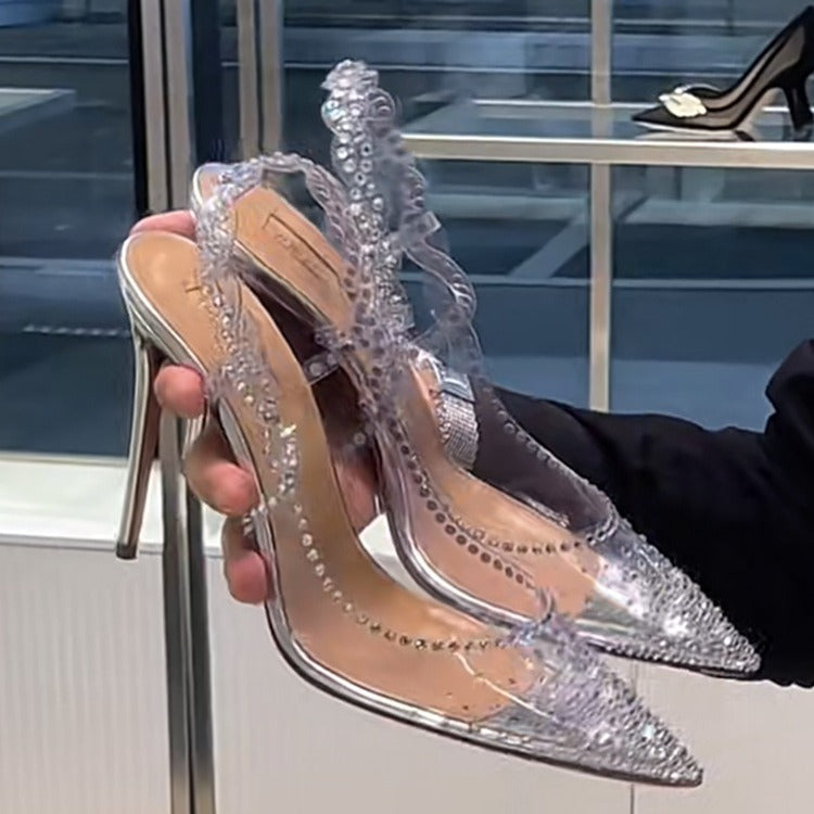 Rhinestone Pointed Toe Stiletto Heel Pumps