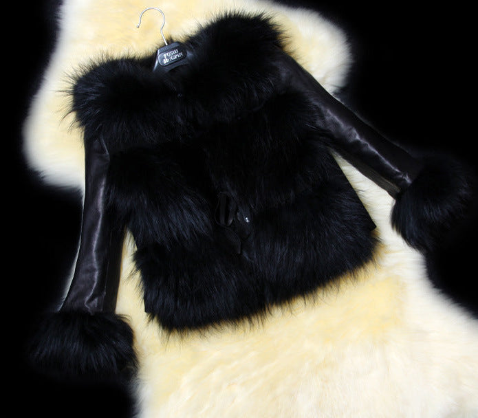 Paneled Faux Fur Tiered Women's Long Sleeve Jacket to 3X Plus Size