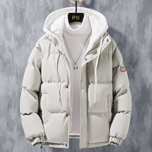 Men's Ribbed Hip-Hop Windproof Puffer Hoodie Bomber Jacket