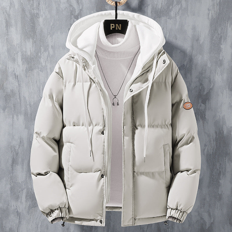 Men's Ribbed Hip-Hop Windproof Puffer Hoodie Bomber Jacket