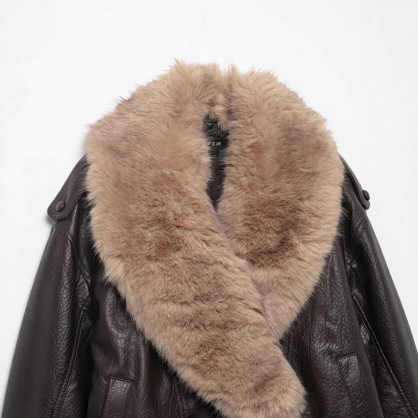 Women's Stylish And Elegant Faux Fur-Decorated Leather Jacket