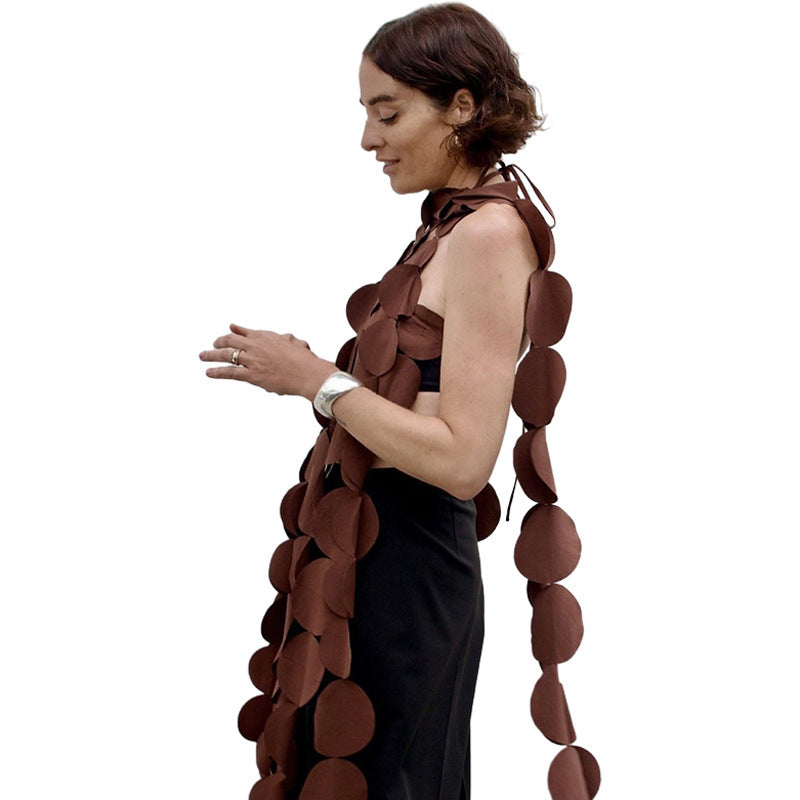 Sleeveless Hollow-Out Hole Tassel Design Lace-Up Bodycon Sleeveless Backless Shirt Dress