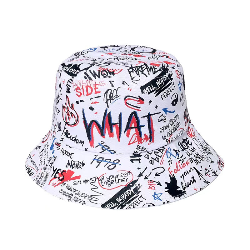 Black Graffiti Print Fisherman Hat