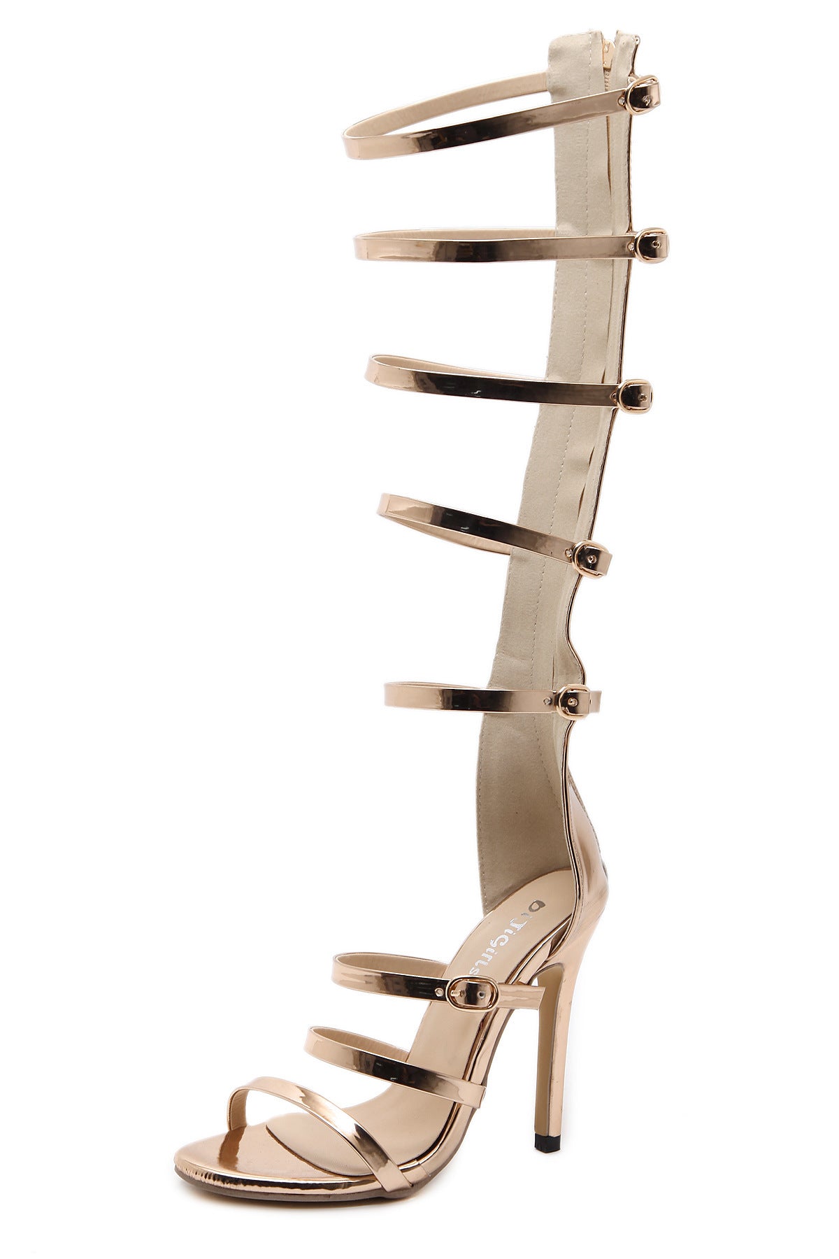 Metallic Roman Style High Stiletto Heel Holllow-Out Sandal Pumps