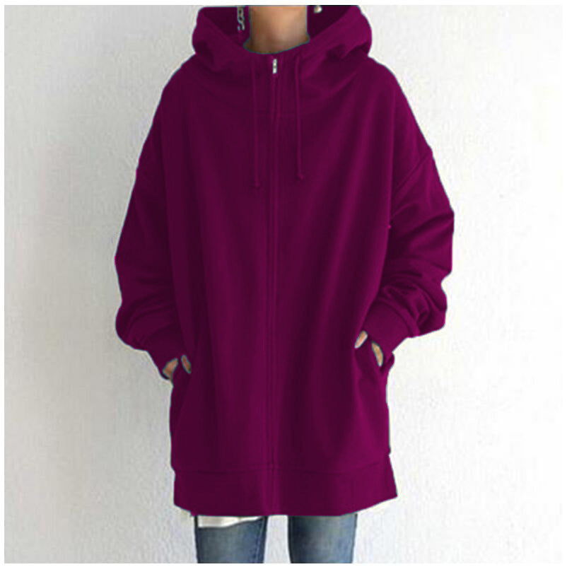 Oversized Drawstring Women's Fuzzy Long Sleeve Sports Pullover Zipper Hoodie Sweatshirt to 5X Plus Size