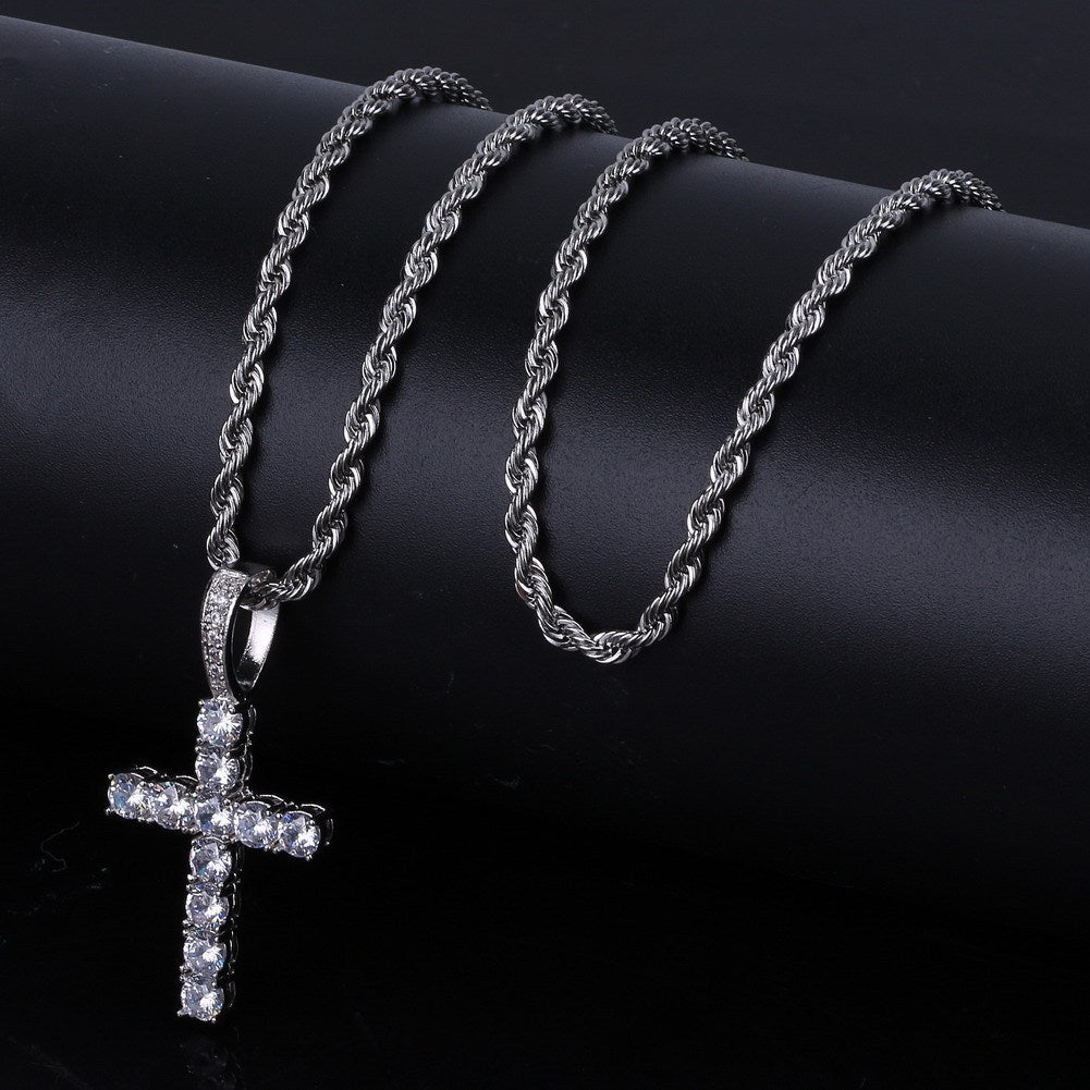 Cross/Ankh Design Hip-Hop Zirconia Chain Necklace