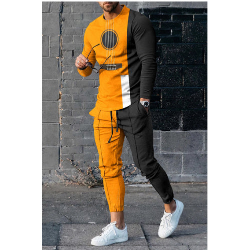 Colorblock Striped/Playing Cards/Abstract Multi-Colored Long Sleeve + Skinny Pocketed Jogger Sweatpants Tracksuit