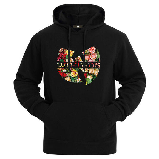 Men's Rose Flower  "Wu-Tang" Drawstring Hip-Hop   Hoodie Sweatshirt