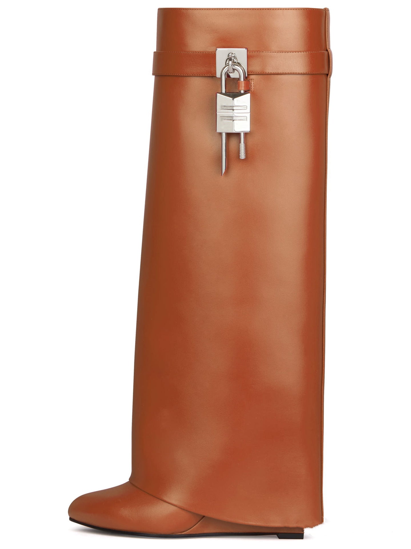 Snakeskin/Solid Color Metal Lock Pendant Women's High Heel Pointed Toe Slouch Boots