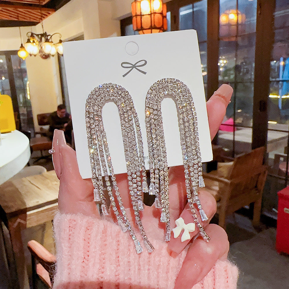 Assorted Hanging Sterling Silver/Gold Needle Light Rhinestone Pearl/Tassel Earrings