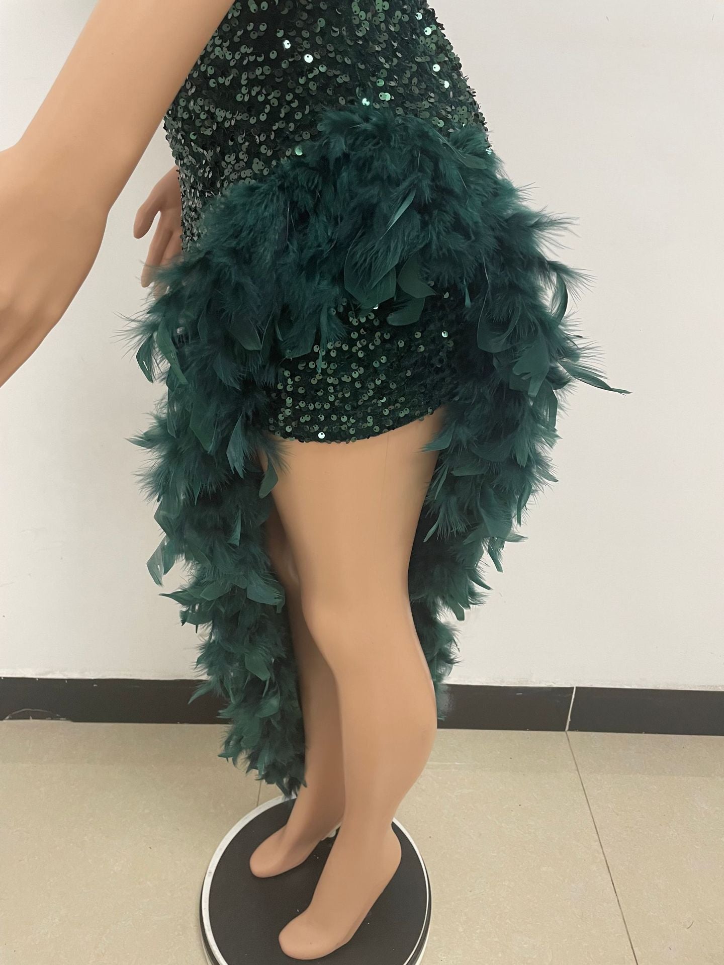 Sequin Glitter Faux Lace-Up Strapless Sleeveless Backless V-Neck High Slit Formal Dress to 3X Plus Size