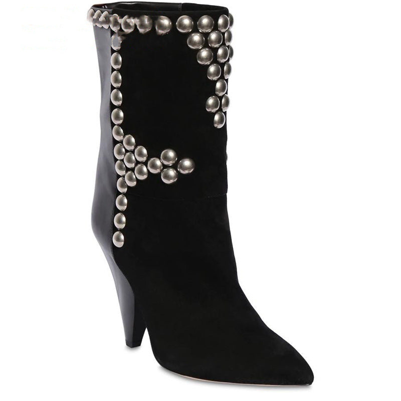Studded Wedge Heel Pointed Toe Women's Over-the-knee/Ankle Boots