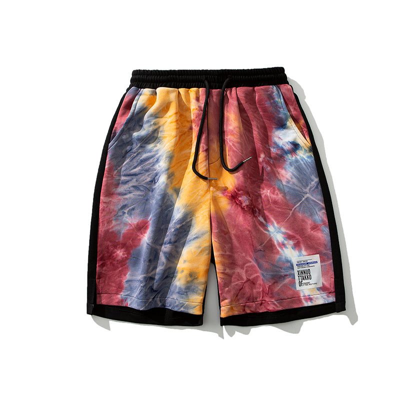 Men's Tie-Dye Drawstring Loose Elastic Waist Athletic Shorts