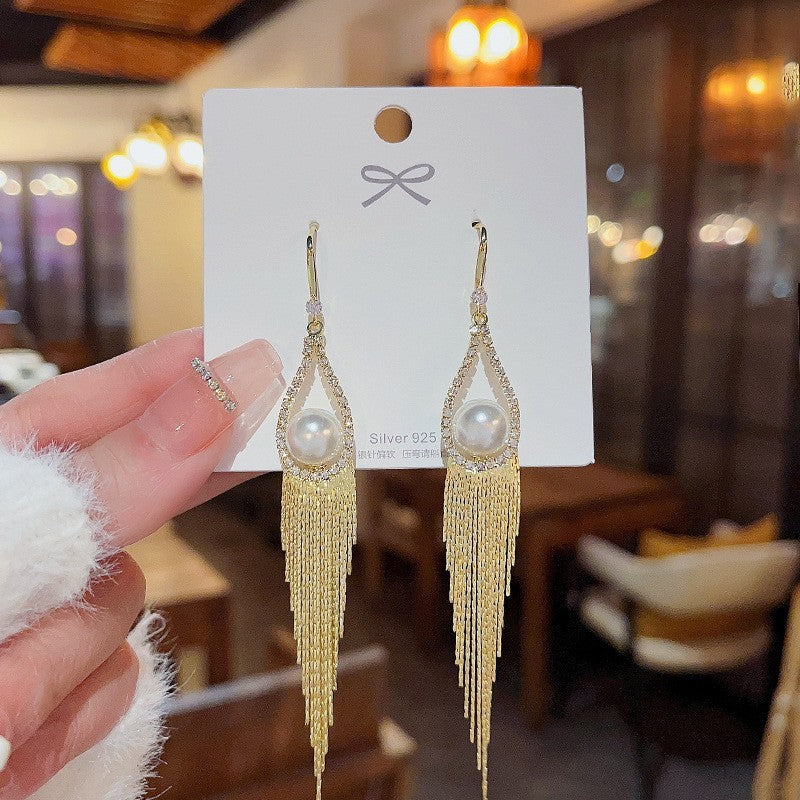 Assorted Hanging Sterling Silver/Gold Needle Light Rhinestone Pearl/Tassel Earrings