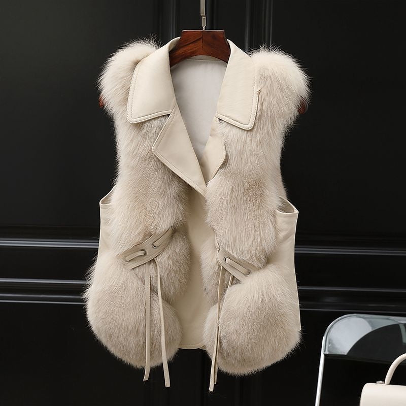 Faux Fur Sleeveless Solid Color Women's Vest to 3X Plus Size