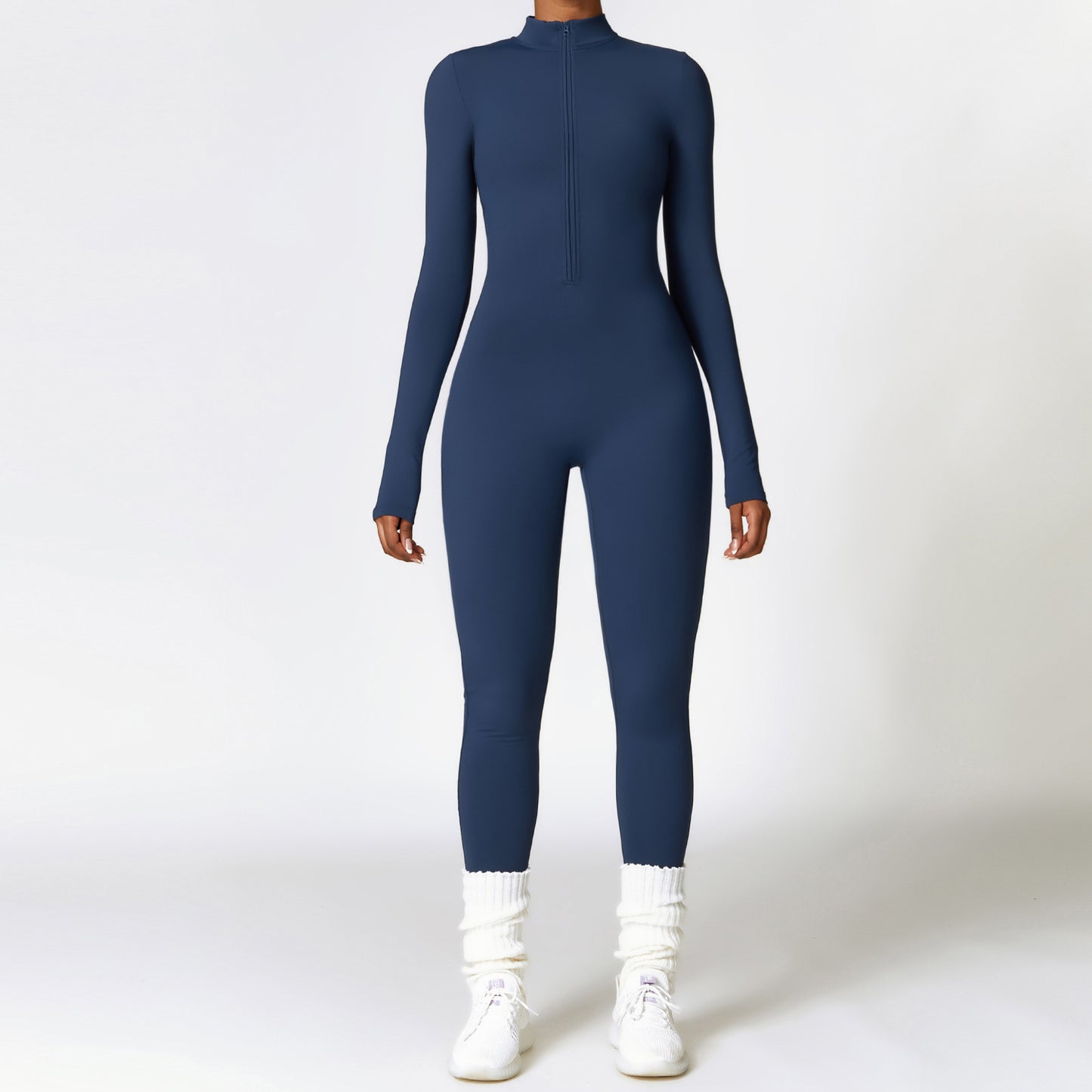 Solid Color Long Sleeve Yoga Fitness Workout Breathable Jumpsuit