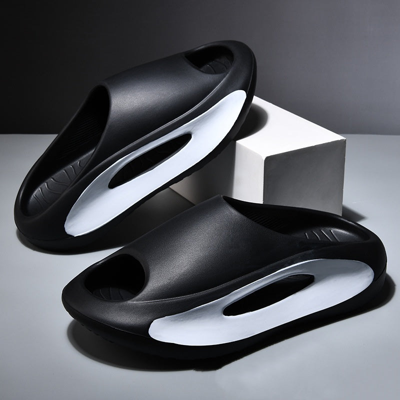 Unisex Peep Toe Slipper Hollow-Out Flat Beach Slipper Slides