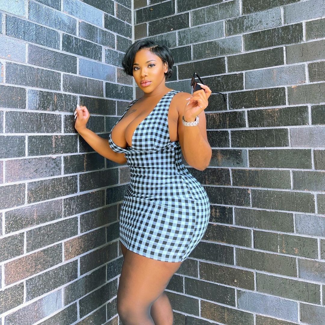 Baby Blue/Black Deep V-Neck Sleeveless Backless Plaid Mini Dress to 4X Plus Size