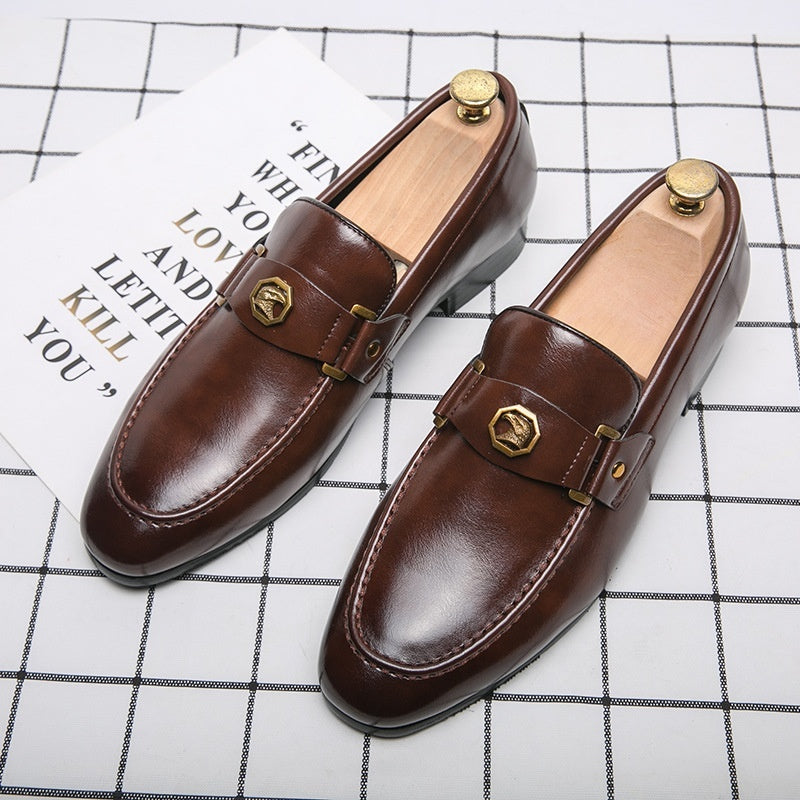 Men's Business British Style Gold Eagle Loafers