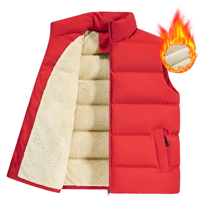 Men's Ribbed Sleeveless Lambswool Lined Solid Color Zipper Vest