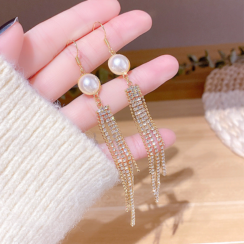 Assorted Hanging Sterling Silver/Gold Needle Light Rhinestone Pearl/Tassel Earrings