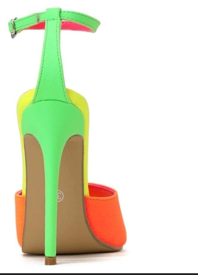 Pastel Colorblock Pointed Toe High Heel Buckle Strap Sandals