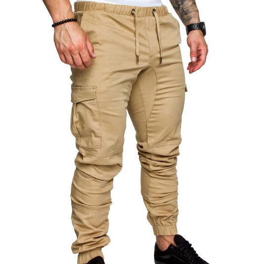 Men's Solid Color Pocket Skinny Cargo Jogger Sweatpants