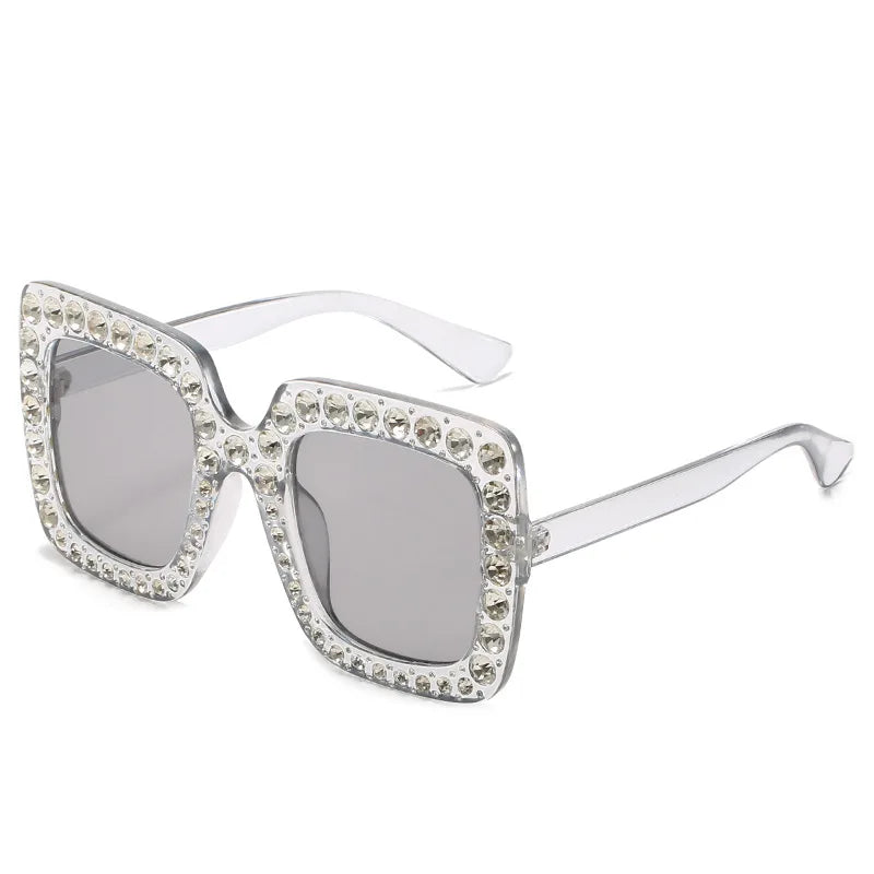 Oversized Square Rhinestone Diamond Women's UV400 Sunglasses