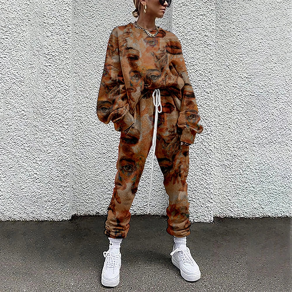 Abstract Printed Ladies Sweatsuit