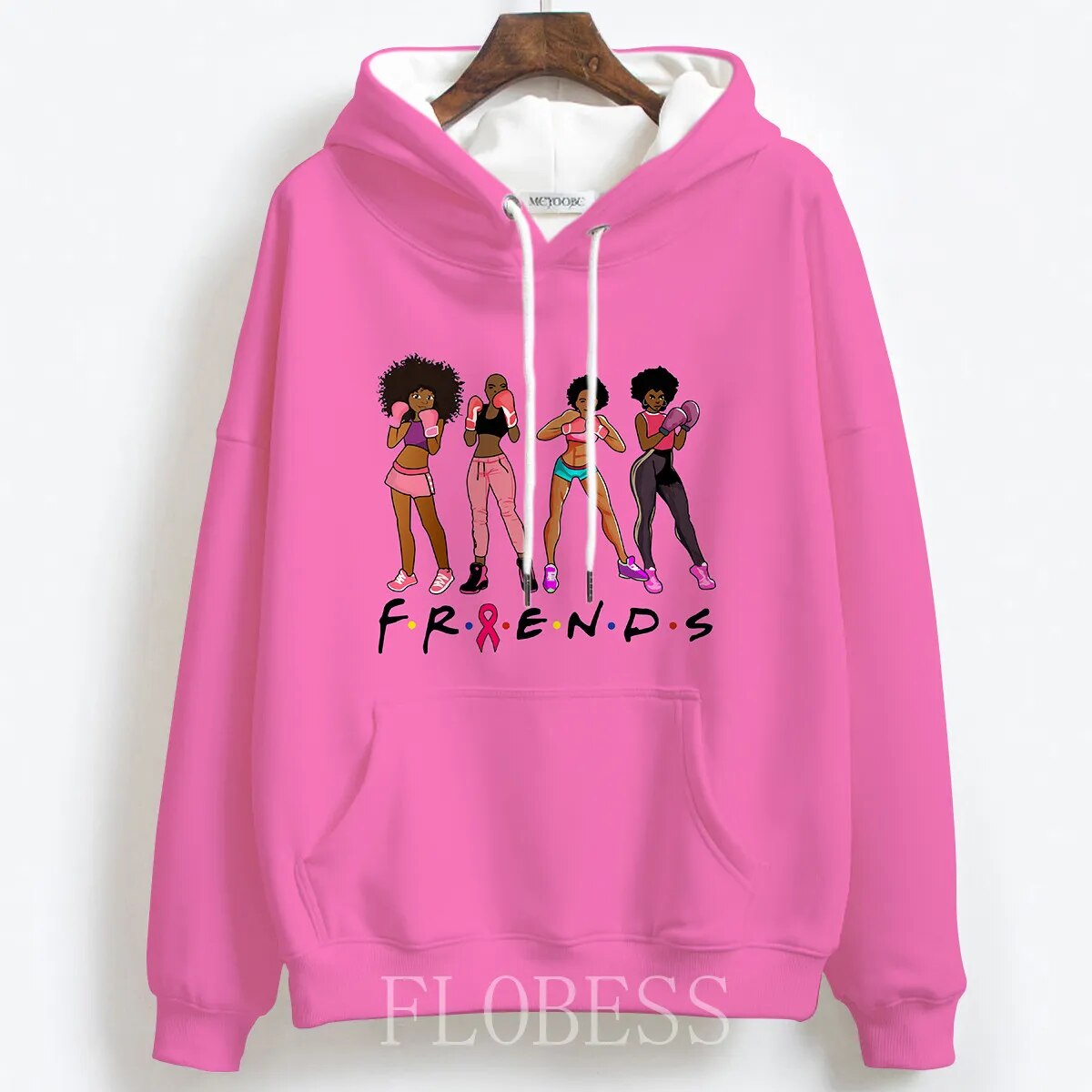 Breast Cancer Awareness 3D Print Black Woman Pullover Hoodie Sweatshirt