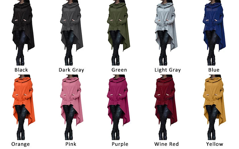 Oversized Pullover Solid Women's Maxi Hooded Sweatshirt w/ Front Pocket to 4X Plus Size