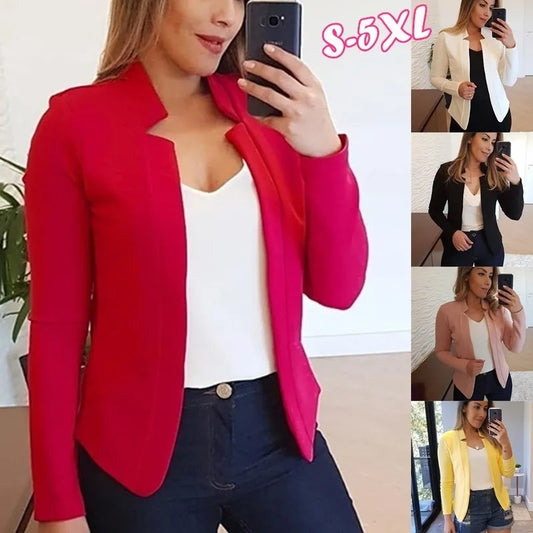 Long Sleeve Open Stitch Women's Blazer Jacket to 5X