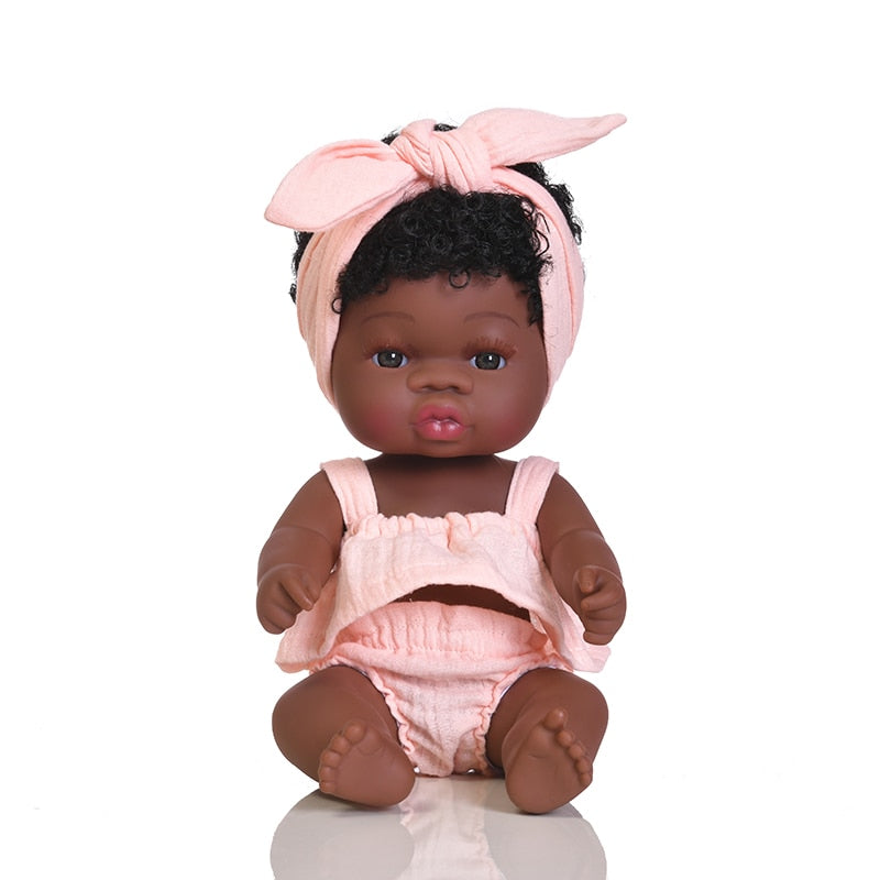 35cm African Black Girl Handmade Silicone Doll