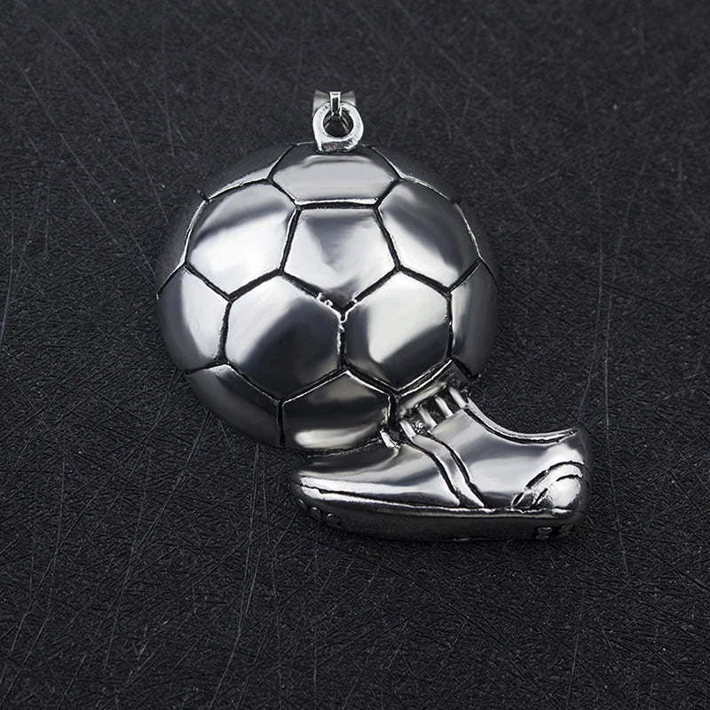 Metal Soccer Ball w/ Shoe Pendant Necklace Chain