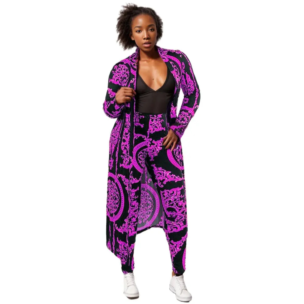 Ethnic Style Long Coat Two Piece Sets African Womens Jumpsuits COLLARLESS Full Length Women,women 1-3 Days 5 Colors