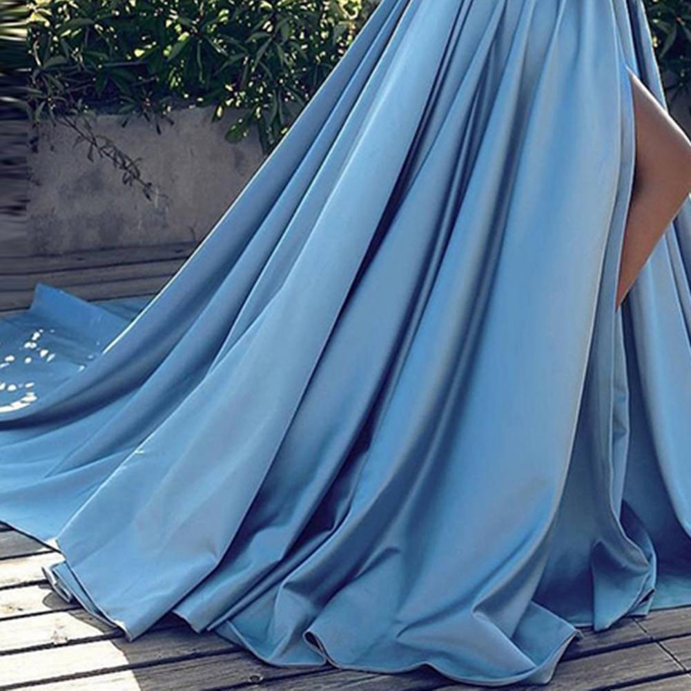 Solid Formal Off-the-Shoulder Shoulder High Slit Floor Length Prom/Party Dress to 5X