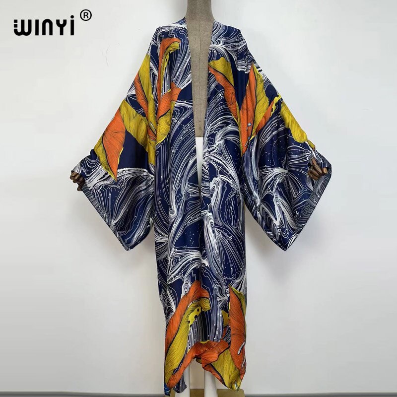 Bohemian African Batwing Sleeve Silk Maxi Cardigan Dress