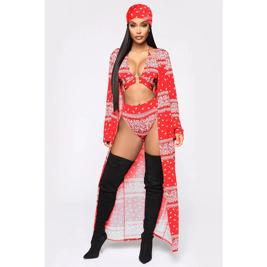 Bikini & Long Sleeve Cover Up 4 Piece Set