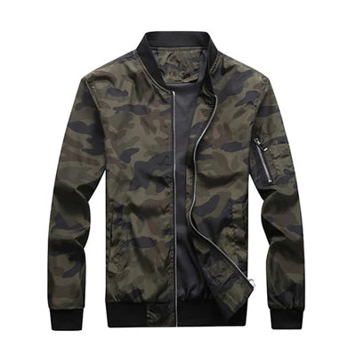 Men's Camouflauge O-Neck Zipper Bomber Jacket
