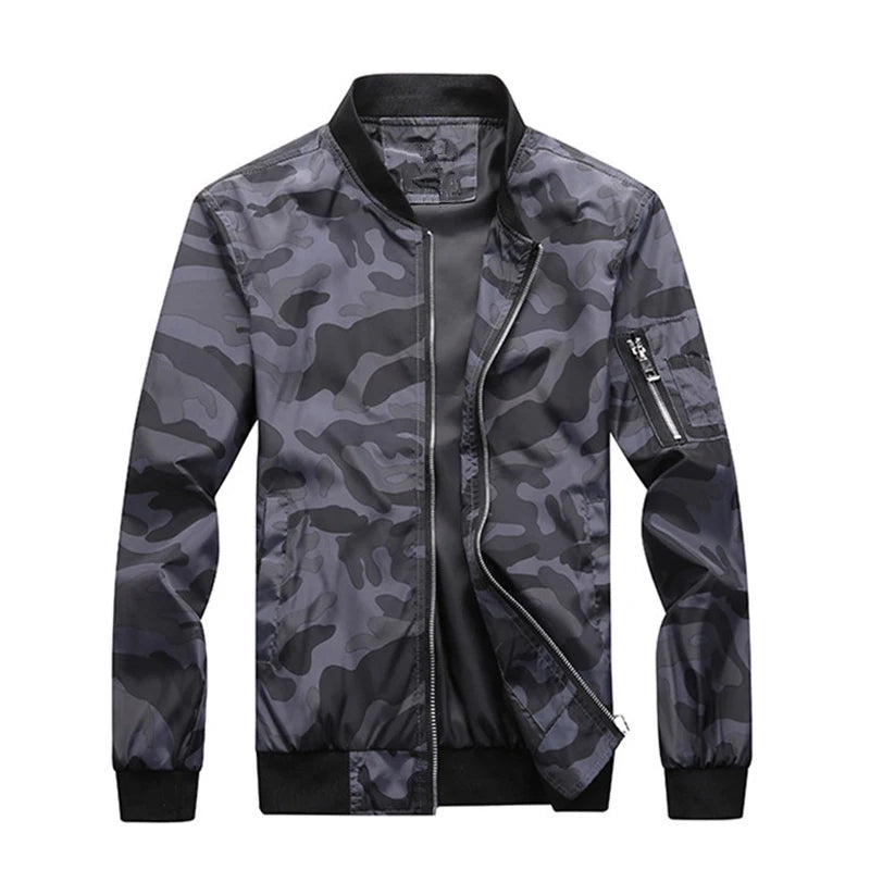 Men's Camouflauge O-Neck Zipper Bomber Jacket